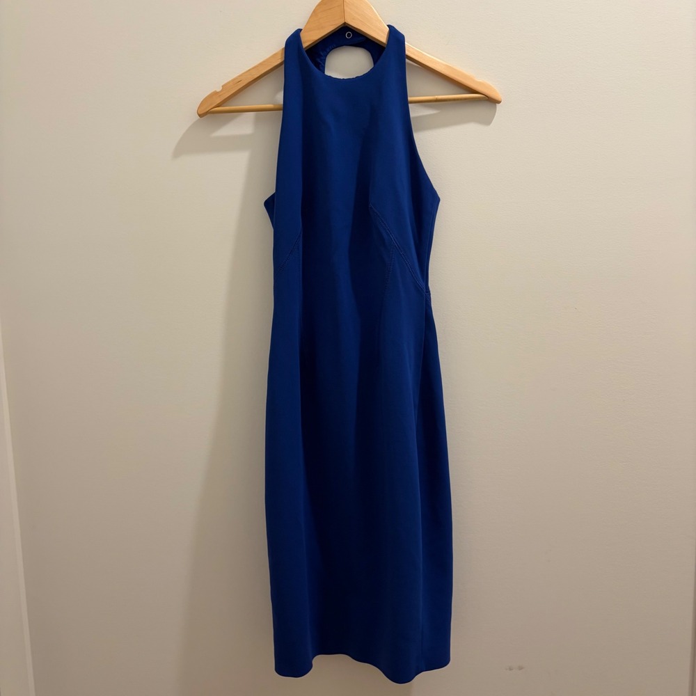 Karen Millen Royal Blue Halter Sheath Dress DV220 S15S US 4 UK 8 EU 36